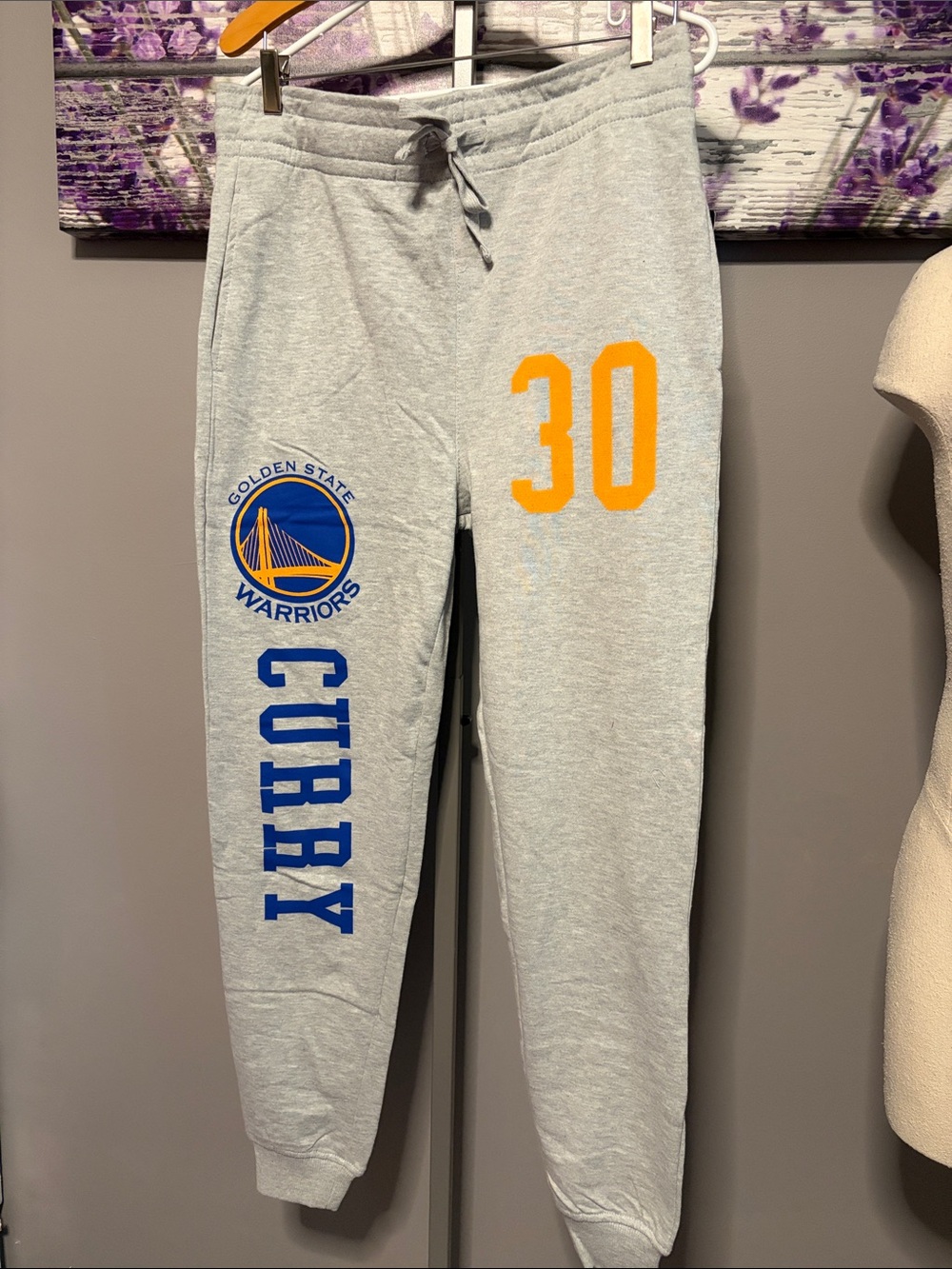 Men’s NBA Golden State Warriors Curry #30 Gray Sweatpants NWT Size XL